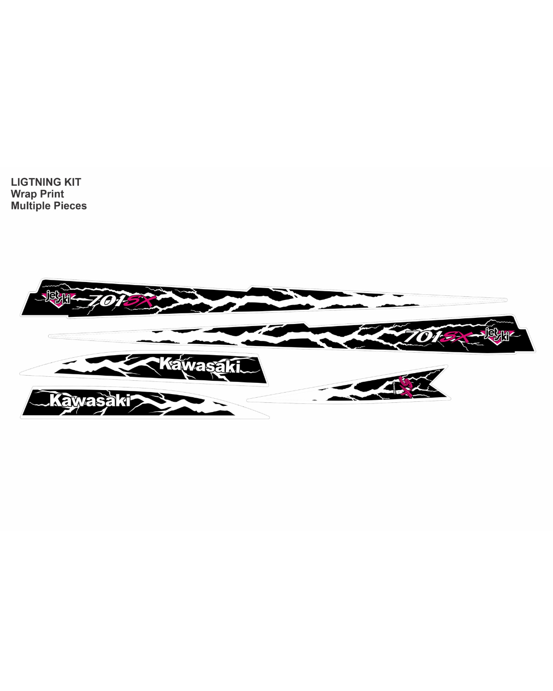 Kawasaki 550/440, Graphics Kit Black & White With Accent