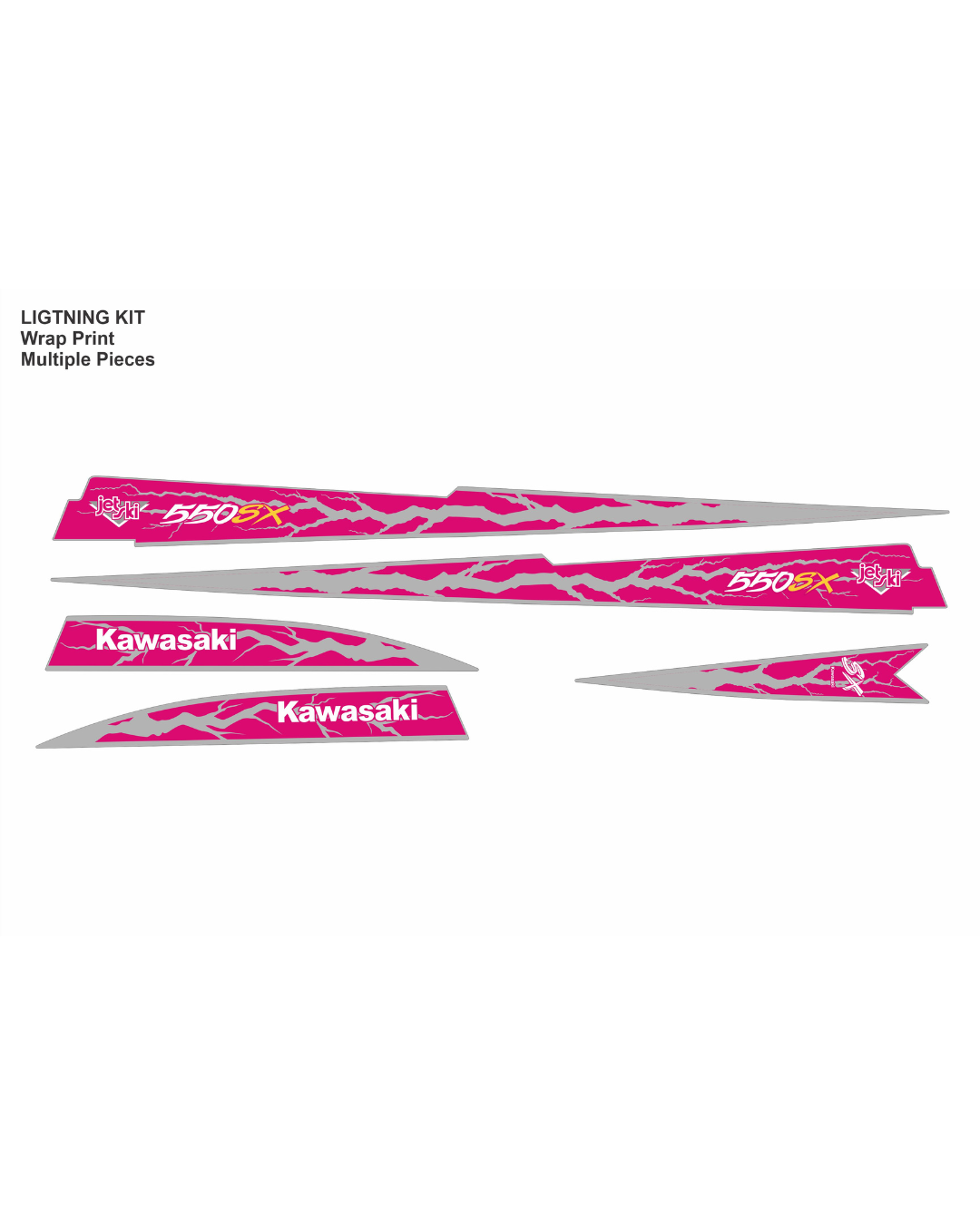 Kawasaki 550/440, Graphics Kit Pink & Grey